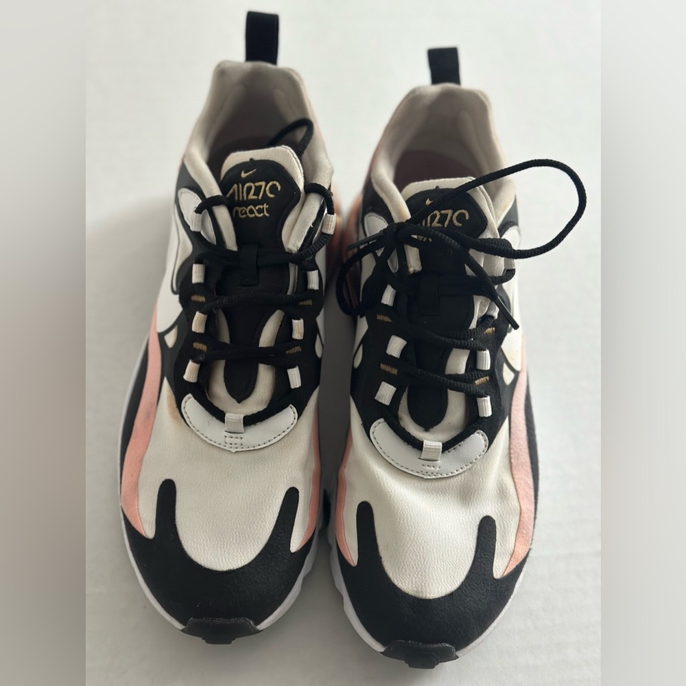 Nike Air Max 270 React (Size 8.5)/Black White Bleached Coral (Women's)